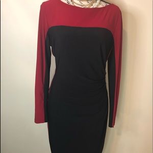 Chaps black and red long sleeve dress Sz L
